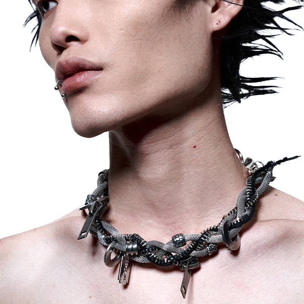 Heavy Metal Mechanical Style Futuristic Necklace