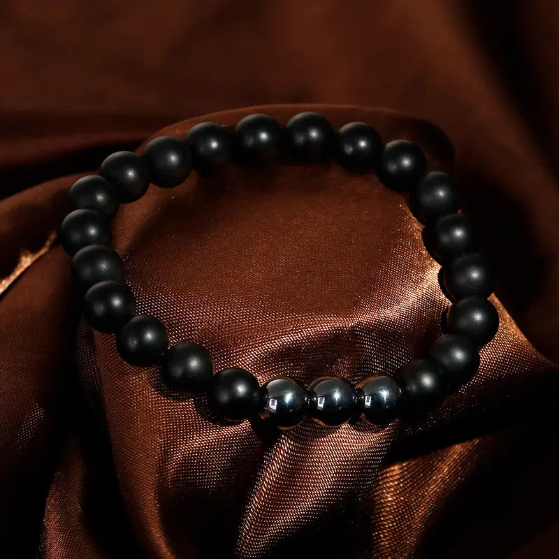 Hematite Black Agate Bead Stretchable Bracelet VRAFI