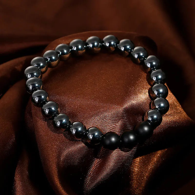 Hematite Black Agate Bead Stretchable Bracelet VRAFI