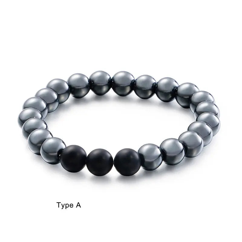 Hematite Black Agate Bead Stretchable Bracelet VRAFI