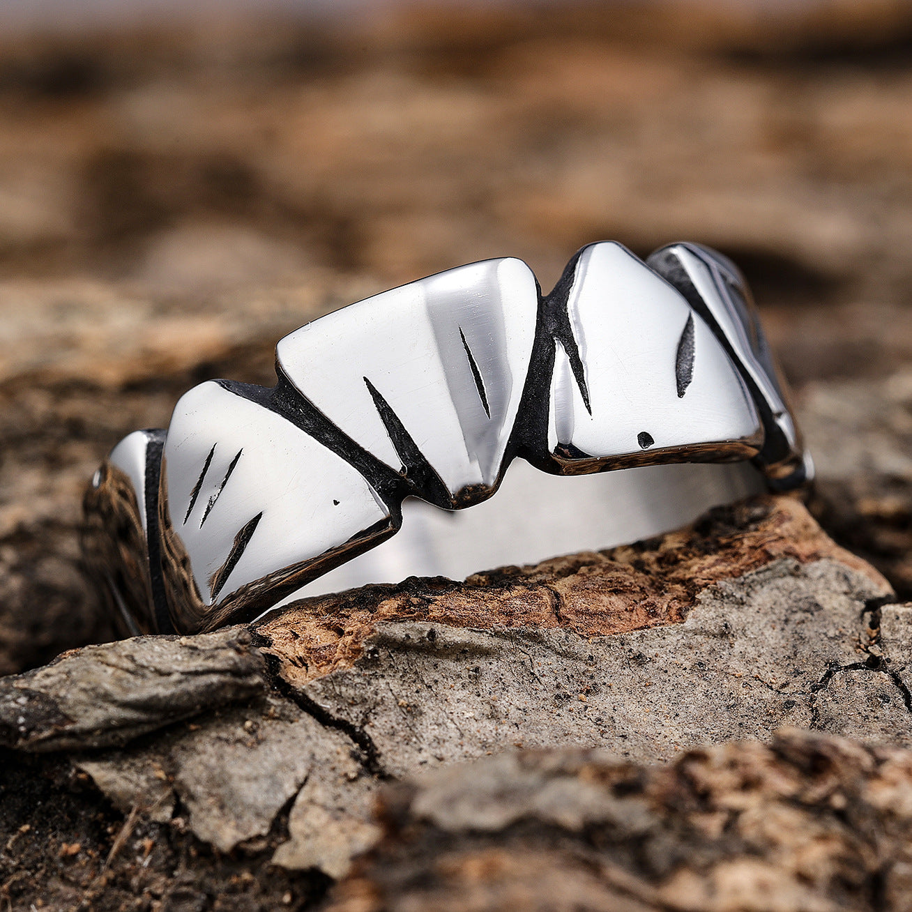 Hip Hop Wolf Paw Scratch Stainless Steel Ring-Vrafi Jewelry