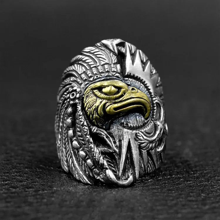 Indian Style Eagle Sterling Silver Ring - Vrafi Jewelry