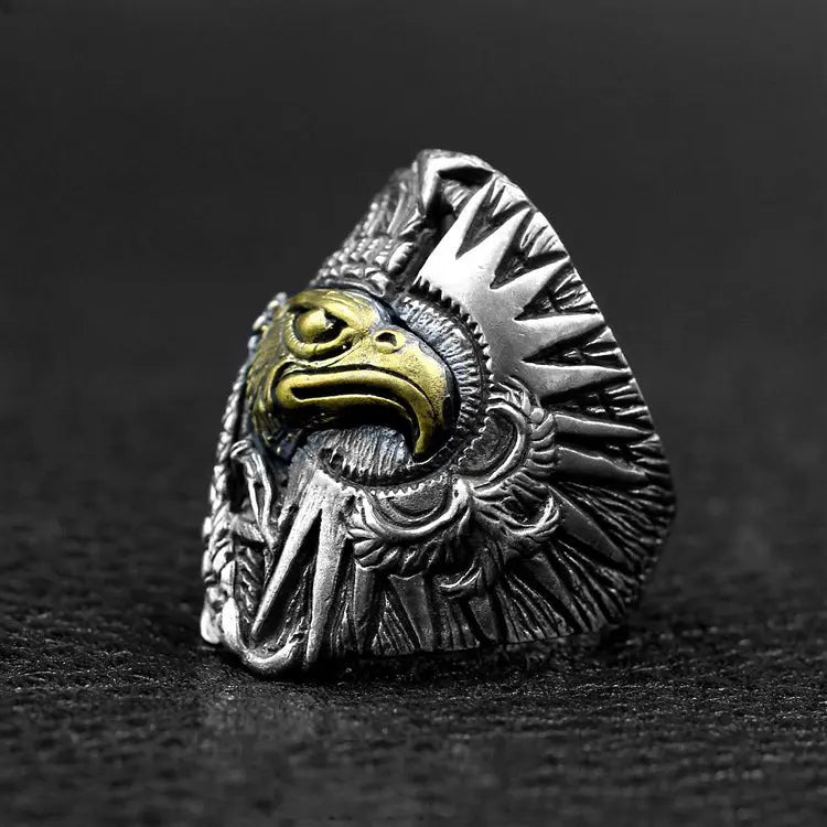 Indian Style Eagle Sterling Silver Ring - Vrafi Jewelry