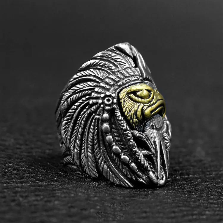 Indian Style Eagle Sterling Silver Ring - Vrafi Jewelry