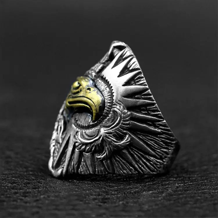 Indian Style Eagle Sterling Silver Ring - Vrafi Jewelry