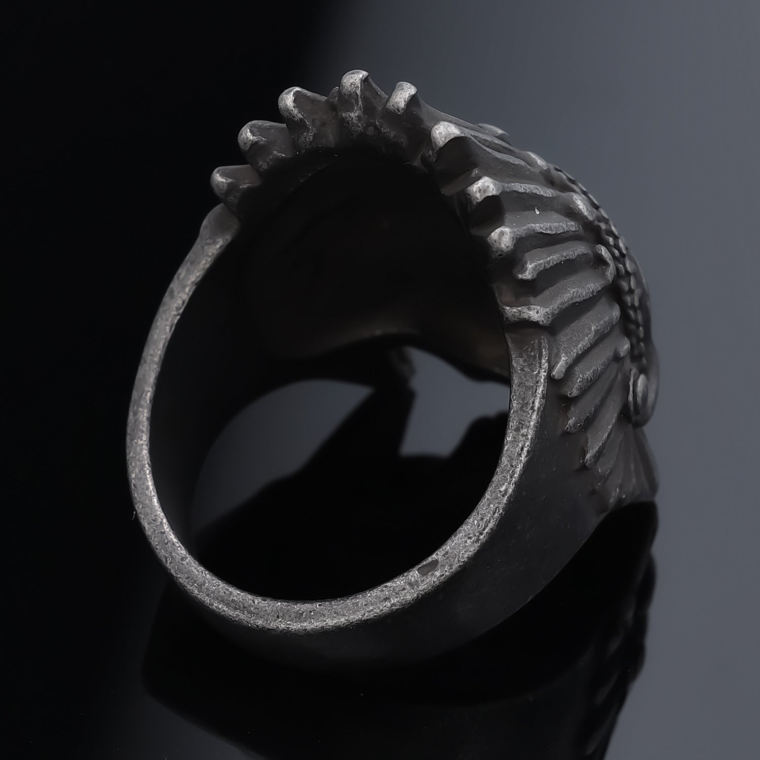 Indian Skull Stainless Steel Ring-Vrafi Jewelry