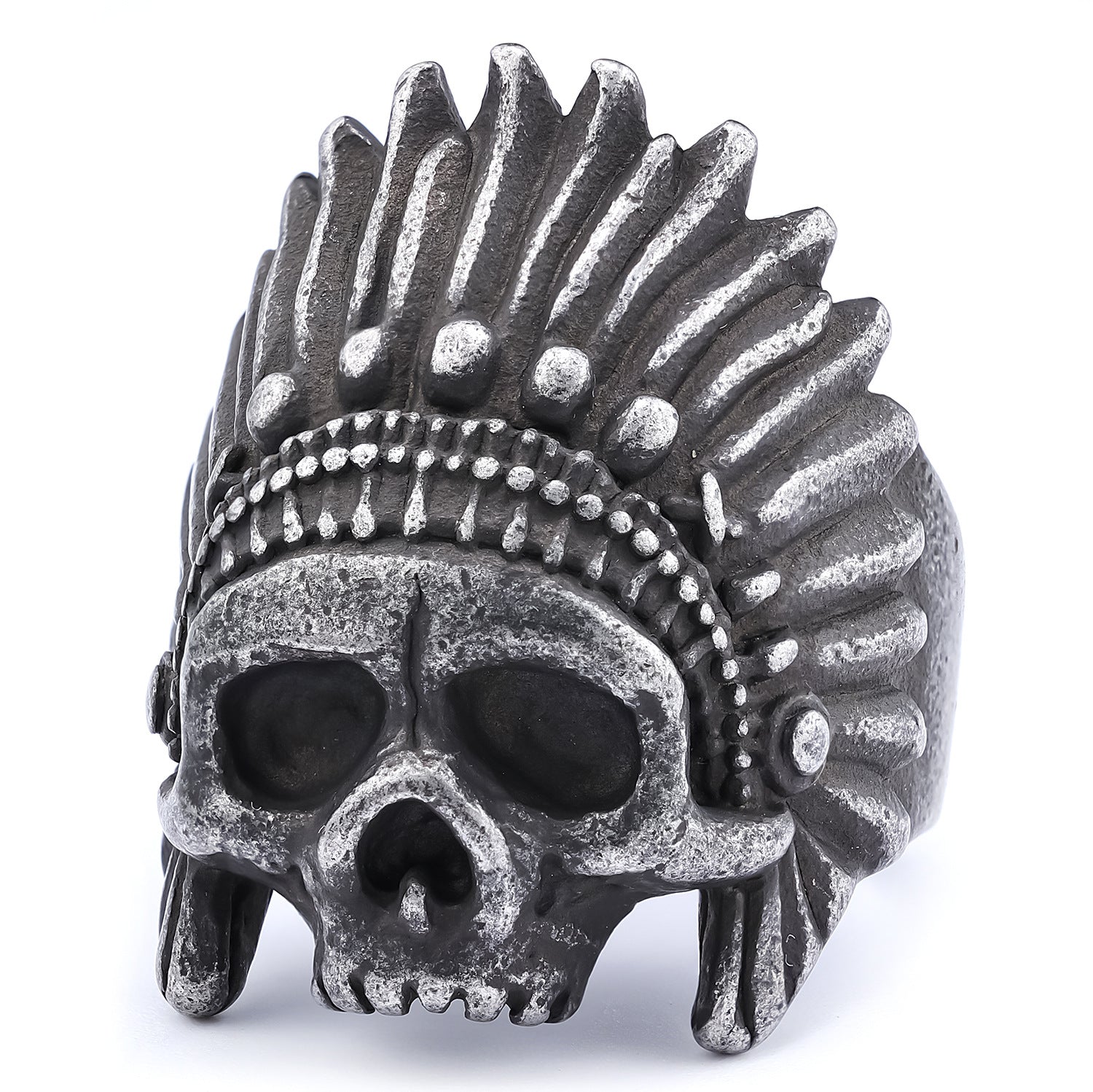 Indian Skull Stainless Steel Ring-Vrafi Jewelry