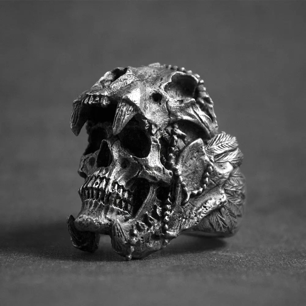 Jaguar Skull Stainless Steel Biker Ring - Vrafi Jewelry