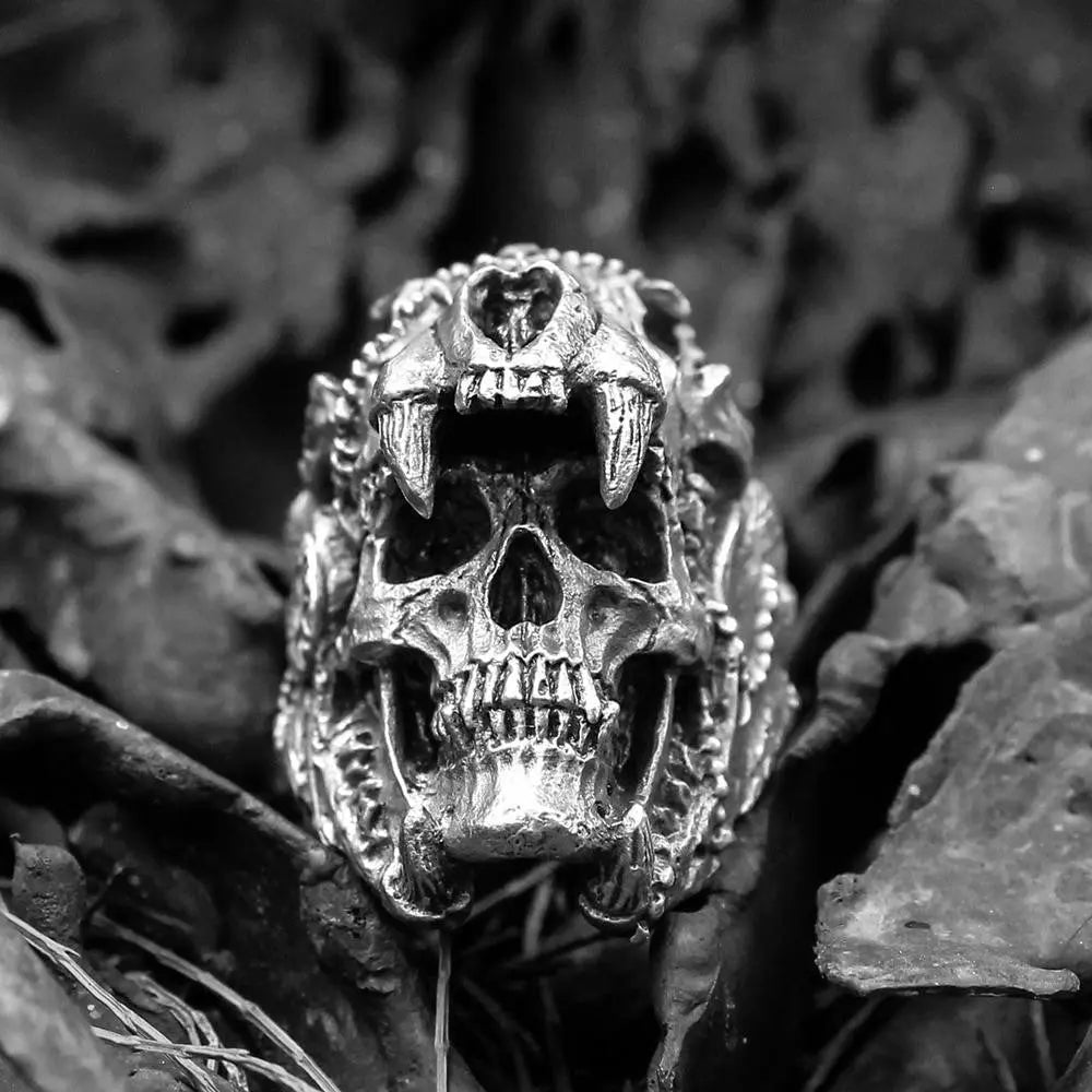 Jaguar Skull Stainless Steel Biker Ring - Vrafi Jewelry