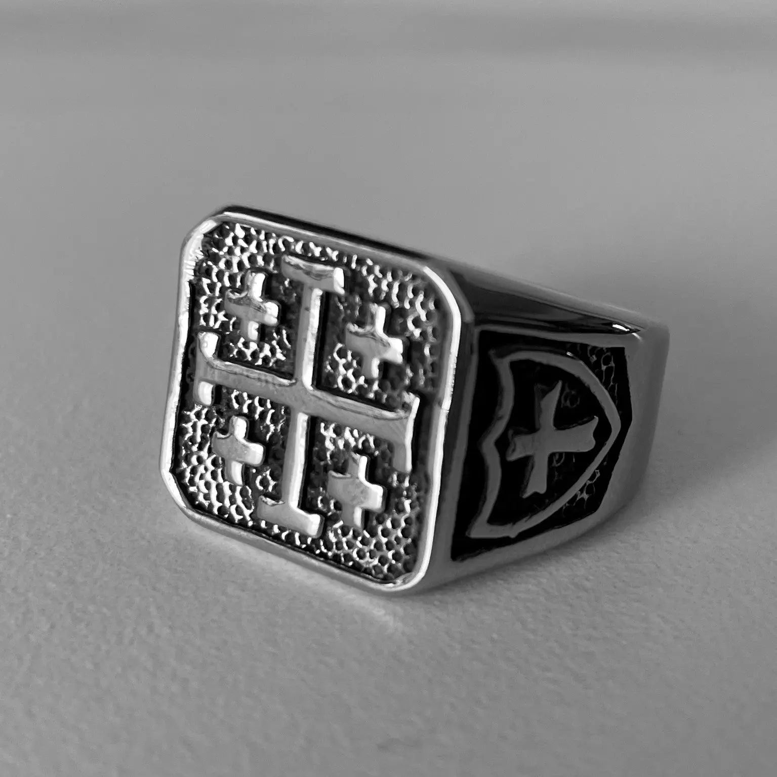 Jerusalem Cross Stainless Steel Ring VRAFI