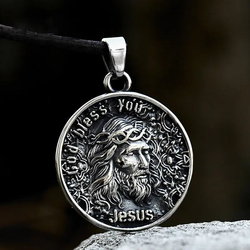 Jesus Round Stainless Steel Pendant VRAFI