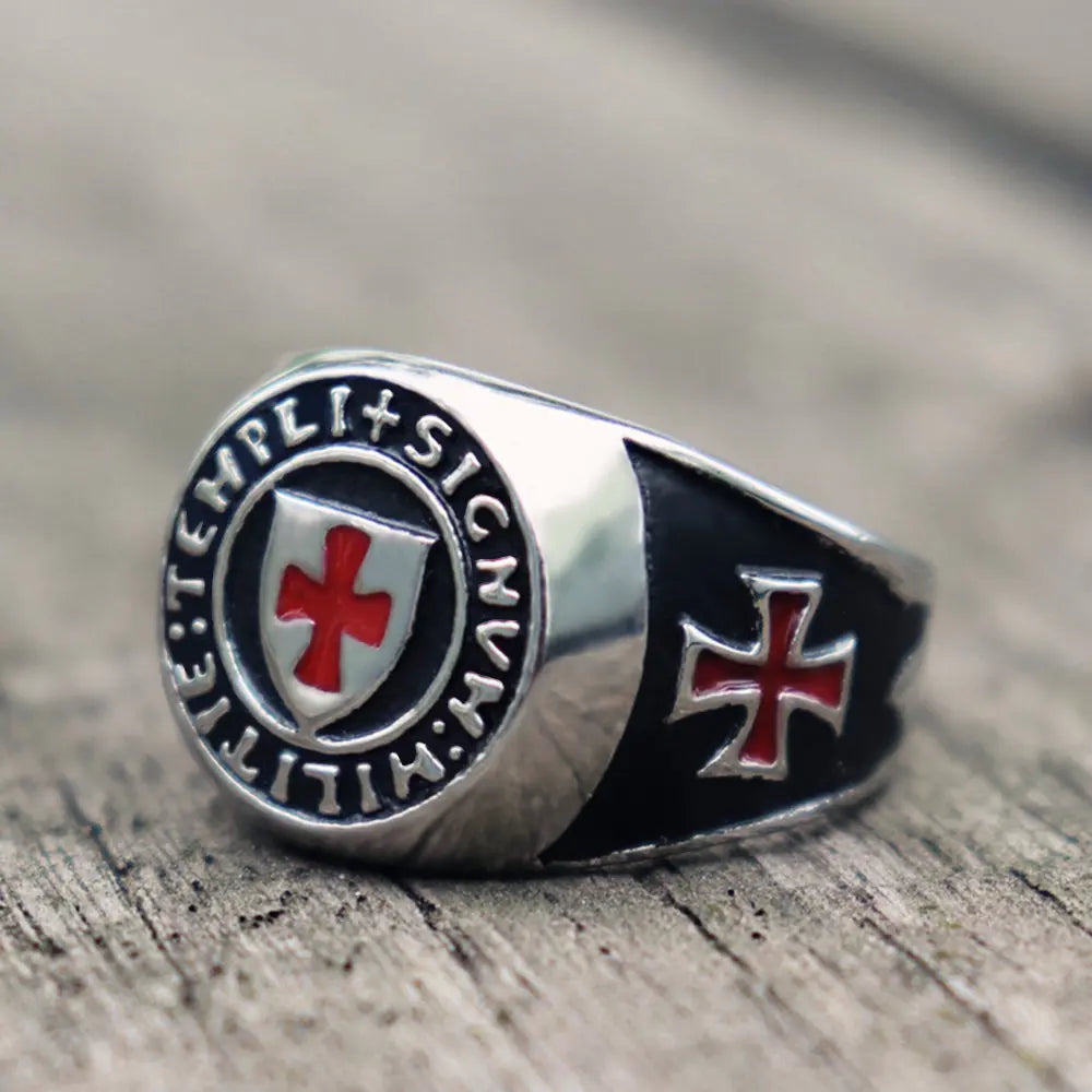 Knights Templar Cross Stainless Steel Ring - Vrafi Jewelry