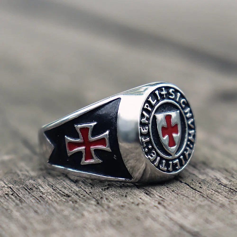 Knights Templar Cross Stainless Steel Ring - Vrafi Jewelry