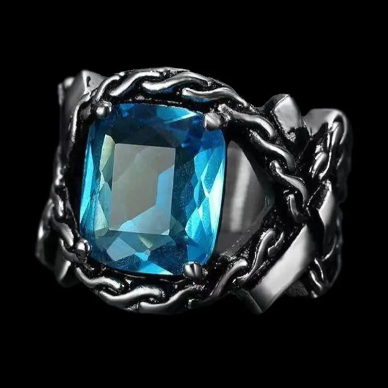 Knotted Stainless Steel Gemstone Ring - Vrafi Jewelry