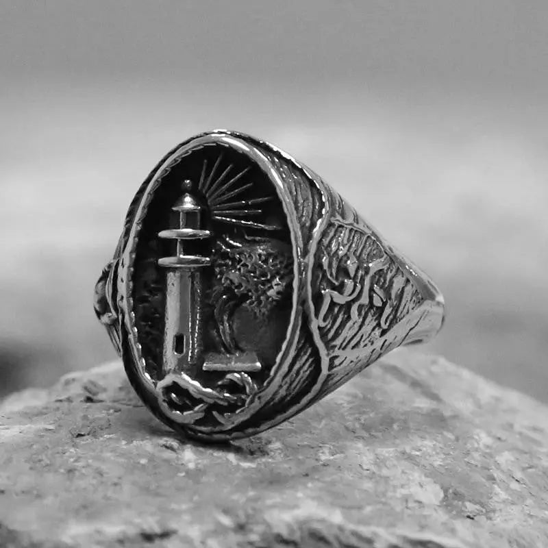 Lighthouse Stainless Steel Ring - Vrafi Jewelry