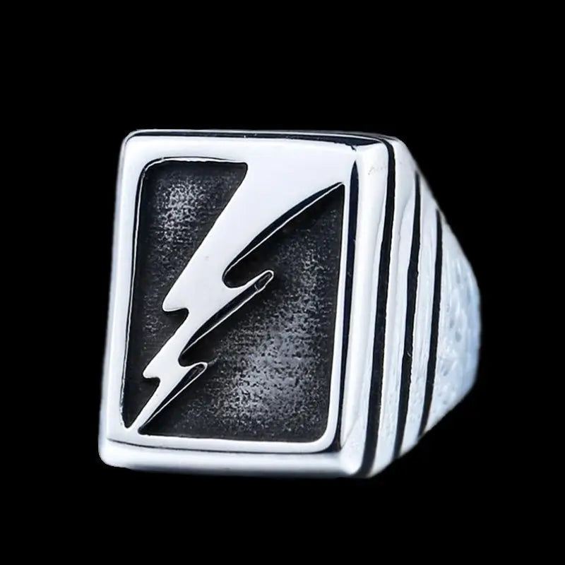 Lightning Bolt Stainless Steel Ring - Vrafi Jewelry