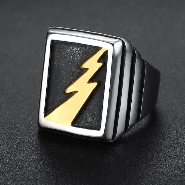 Lightning Bolt Stainless Steel Ring - Vrafi Jewelry