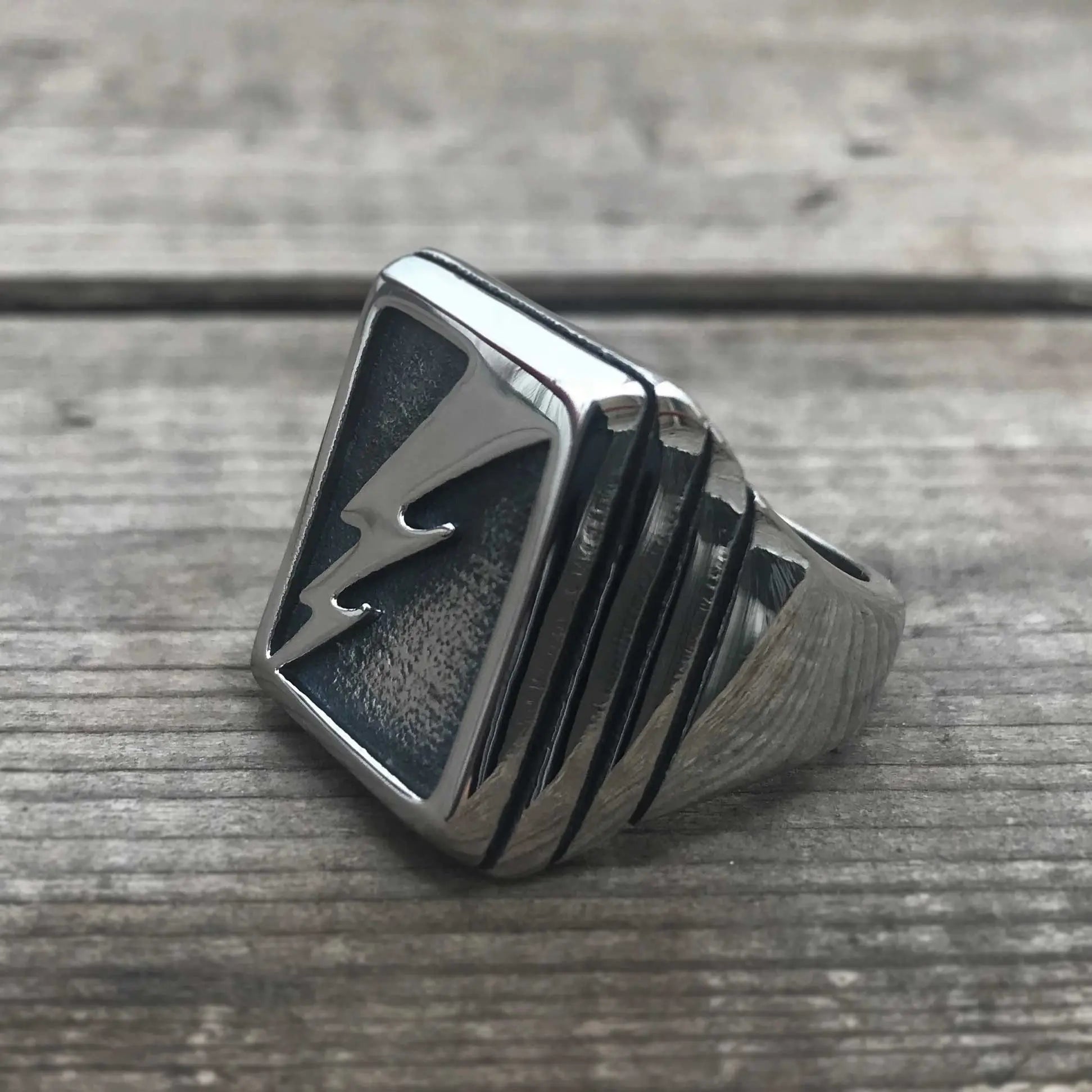 Lightning Bolt Stainless Steel Ring - Vrafi Jewelry