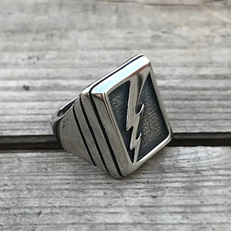 Lightning Bolt Stainless Steel Ring - Vrafi Jewelry