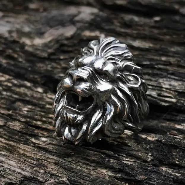 Lion Head Silver Ring - Vrafi Jewelry