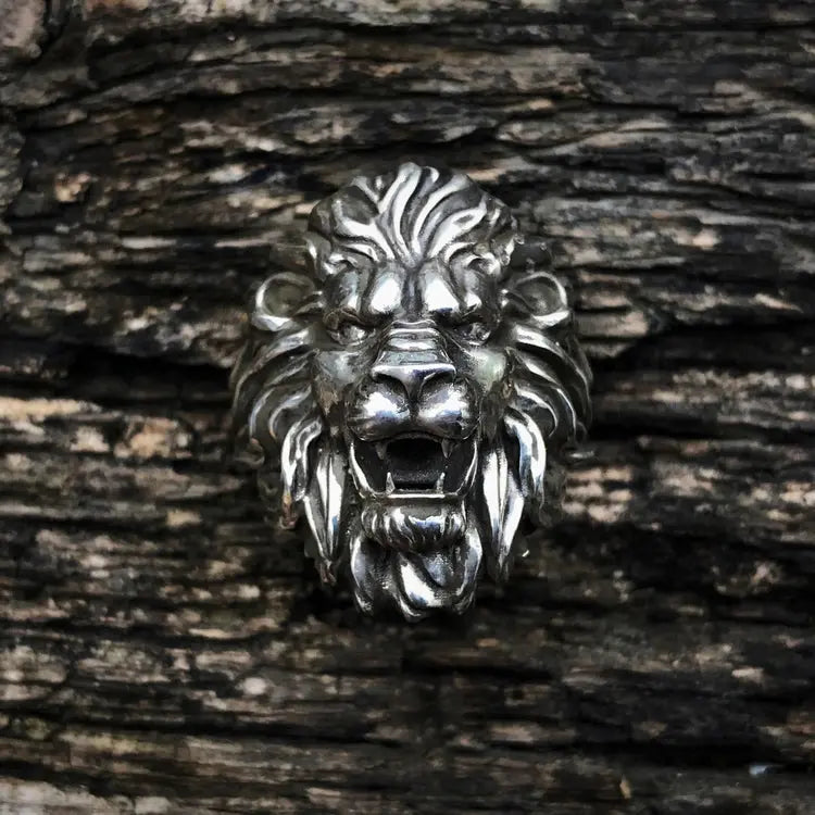 Lion Head Silver Ring - Vrafi Jewelry