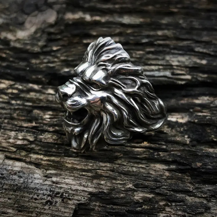 Lion Head Silver Ring - Vrafi Jewelry