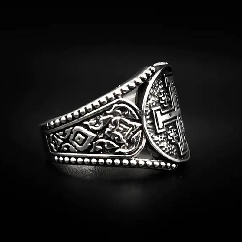 Lorraine Cross Stainless Steel Ring-Vrafi Jewelry