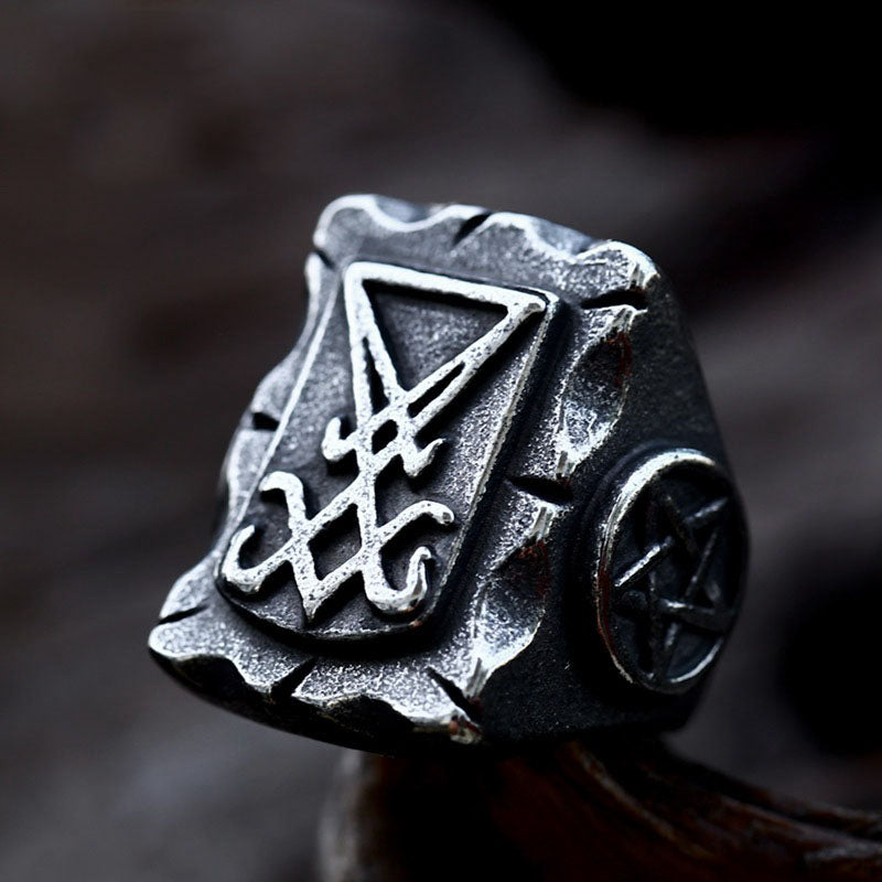Lucifer Satan Stainless Steel Ring-Vrafi Jewelry