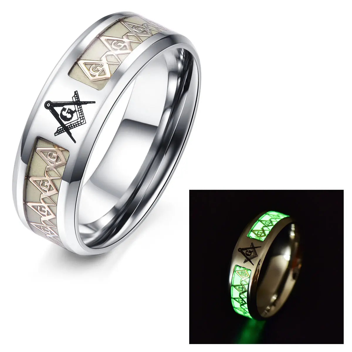 Luminous Masonic Stainless Steel Ring ZJJ