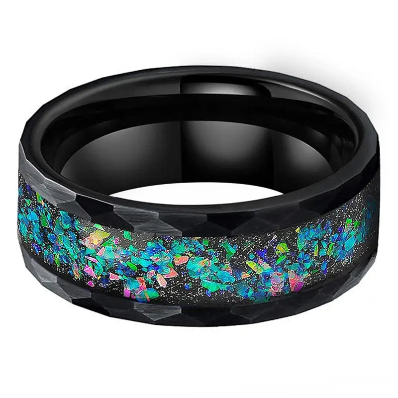 Matte Tungsten Opal Ring - Vrafi Jewelry