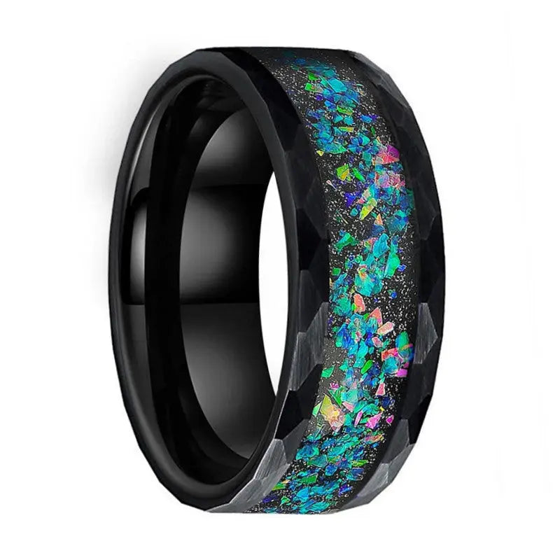 Matte Tungsten Opal Ring - Vrafi Jewelry