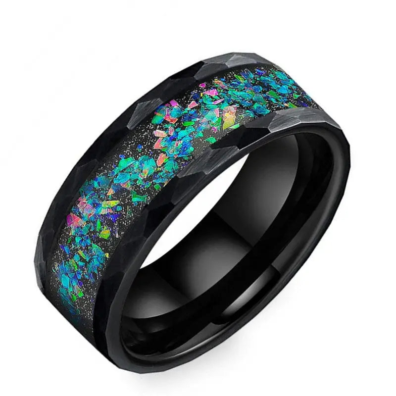 Matte Tungsten Opal Ring - Vrafi Jewelry