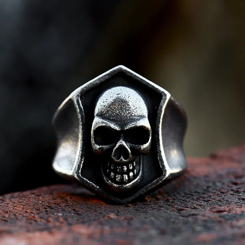 Memento Mori Diamond-shaped Ring - Vrafi Jewelry