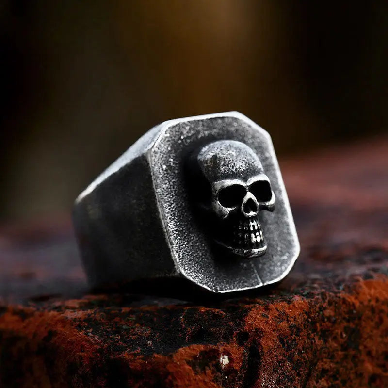 Memento Mori Skull Stainless Steel Ring - Vrafi Jewelry