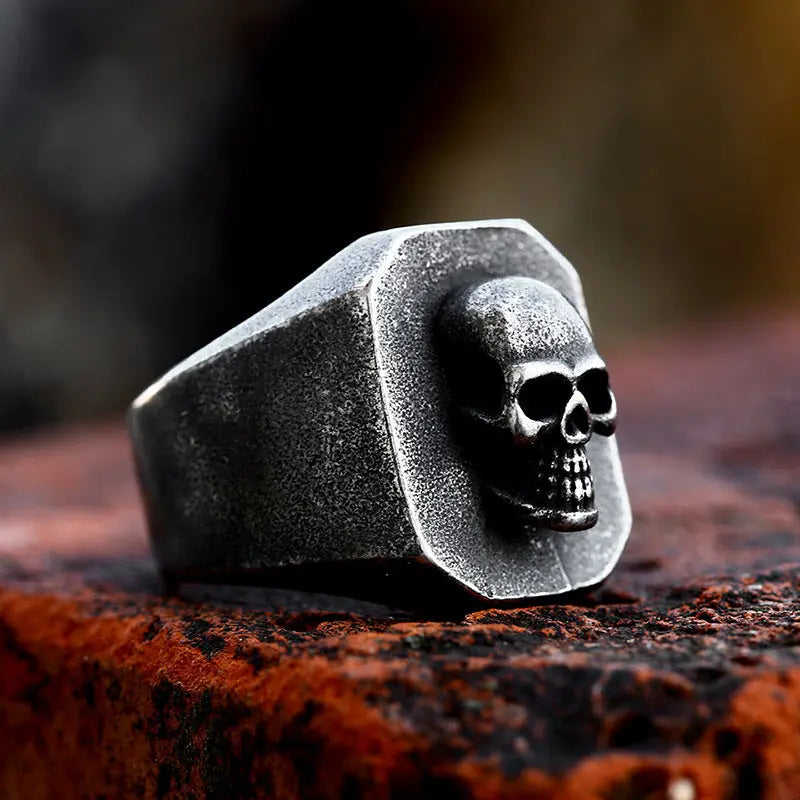 Memento Mori Skull Stainless Steel Ring - Vrafi Jewelry