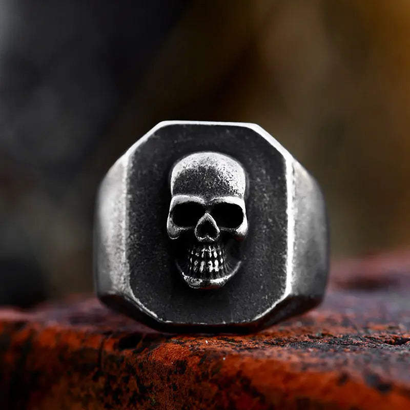 Memento Mori Skull Stainless Steel Ring - Vrafi Jewelry