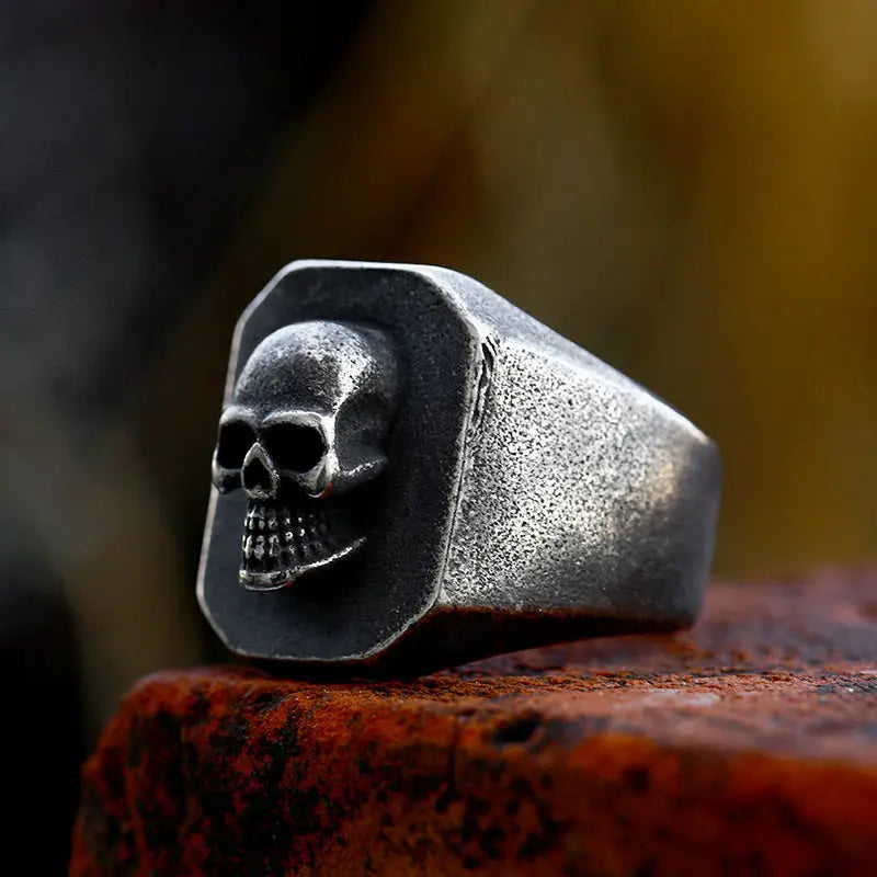 Memento Mori Skull Stainless Steel Ring - Vrafi Jewelry