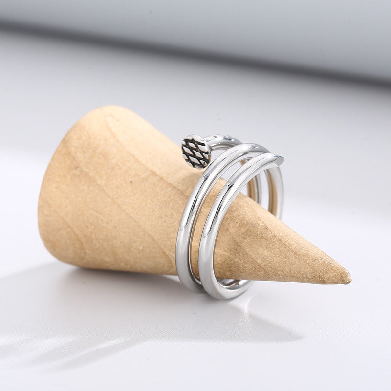 Men's Creative Spring-like Nail Stainless Steel Ring