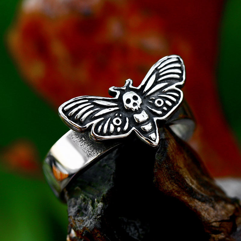 Men's Stainless Steel Moth Ring