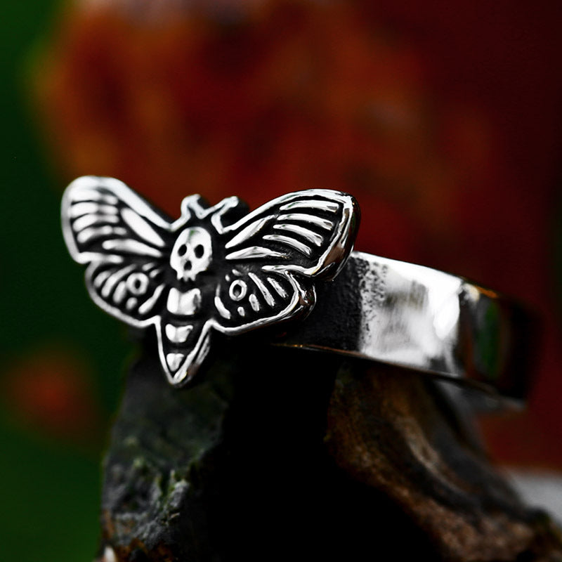 Men's Stainless Steel Moth Ring