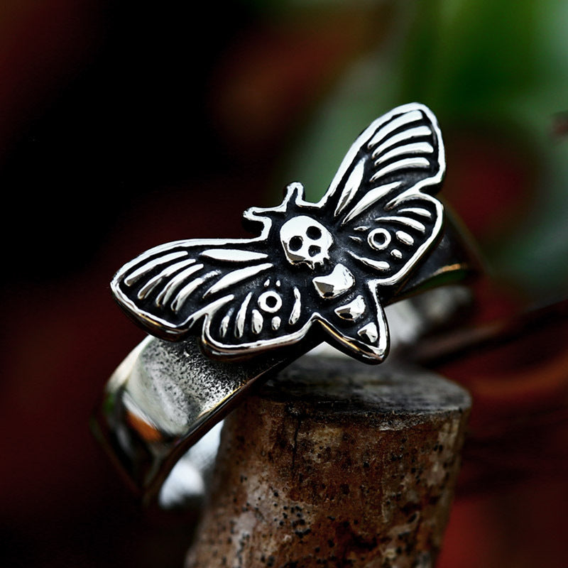 Men's Stainless Steel Moth Ring