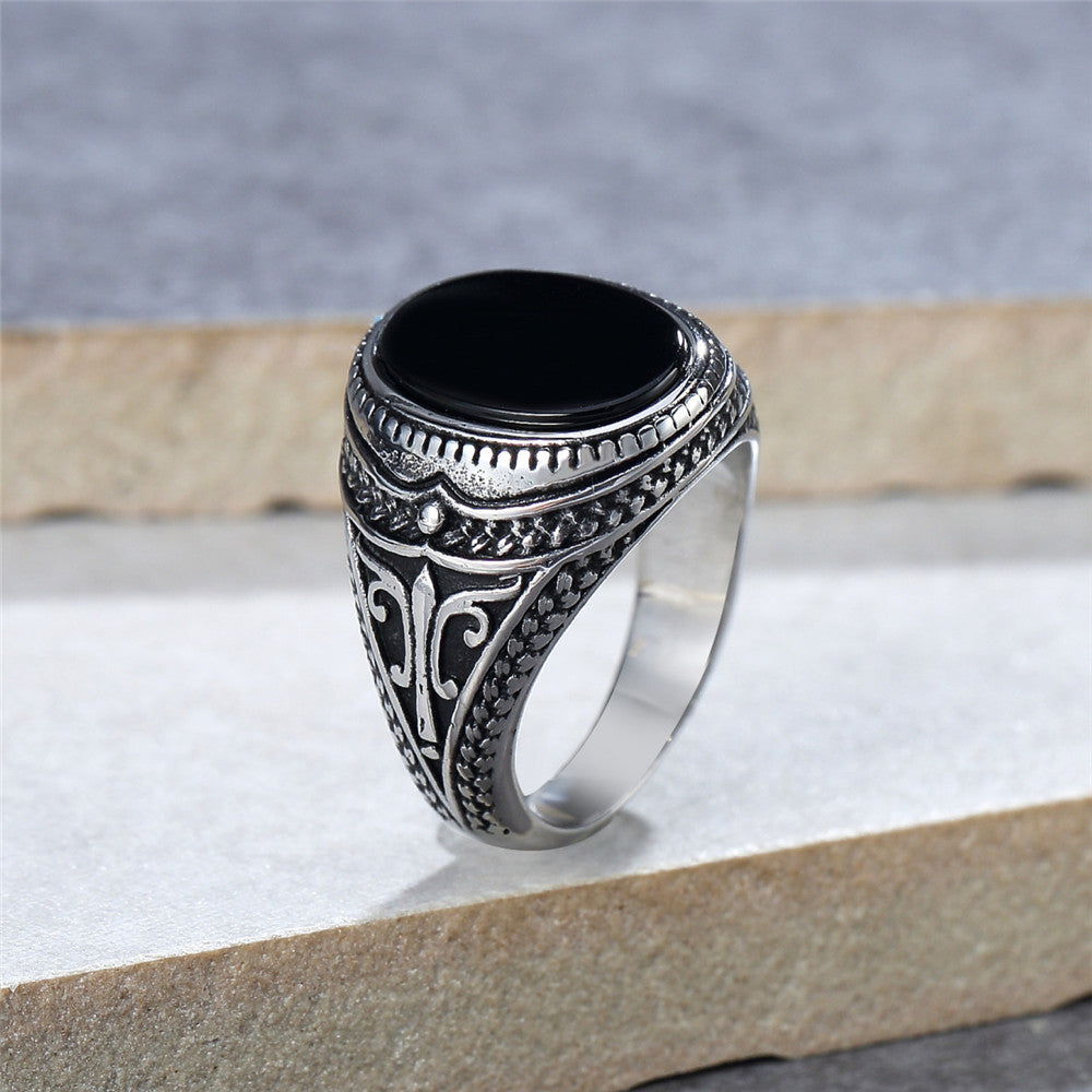 Men's Turquoise Gemstone Stainless Steel Ring