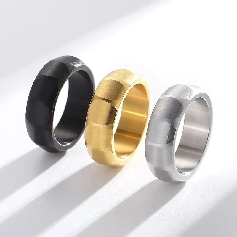 Minimalist Polygon Stainless Steel Ring Band - Vrafi Jewelry