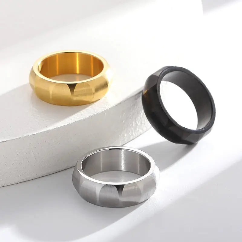 Minimalist Polygon Stainless Steel Ring Band - Vrafi Jewelry