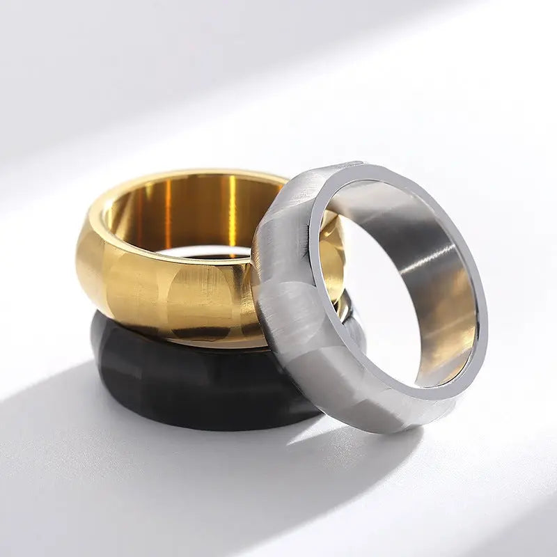 Minimalist Polygon Stainless Steel Ring Band - Vrafi Jewelry