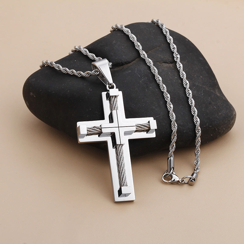 Minimalist Cross Rope Men's Pendant