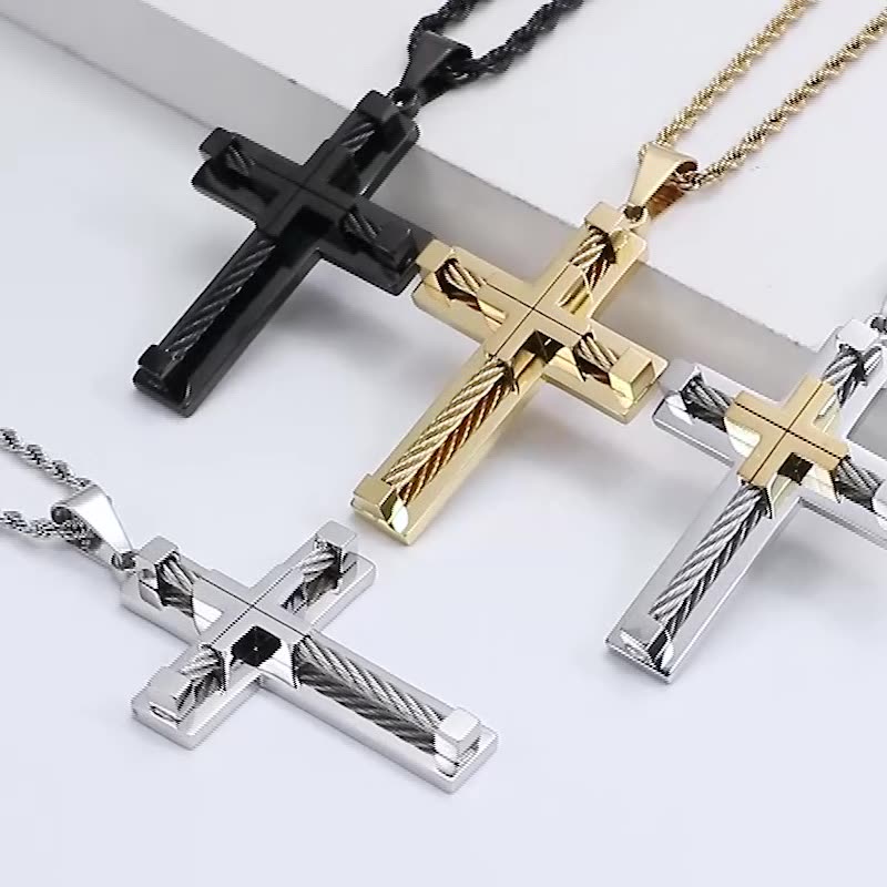 Minimalist Cross Rope Men's Pendant