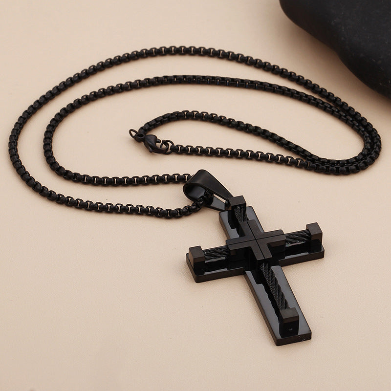 Minimalist Cross Rope Men's Pendant