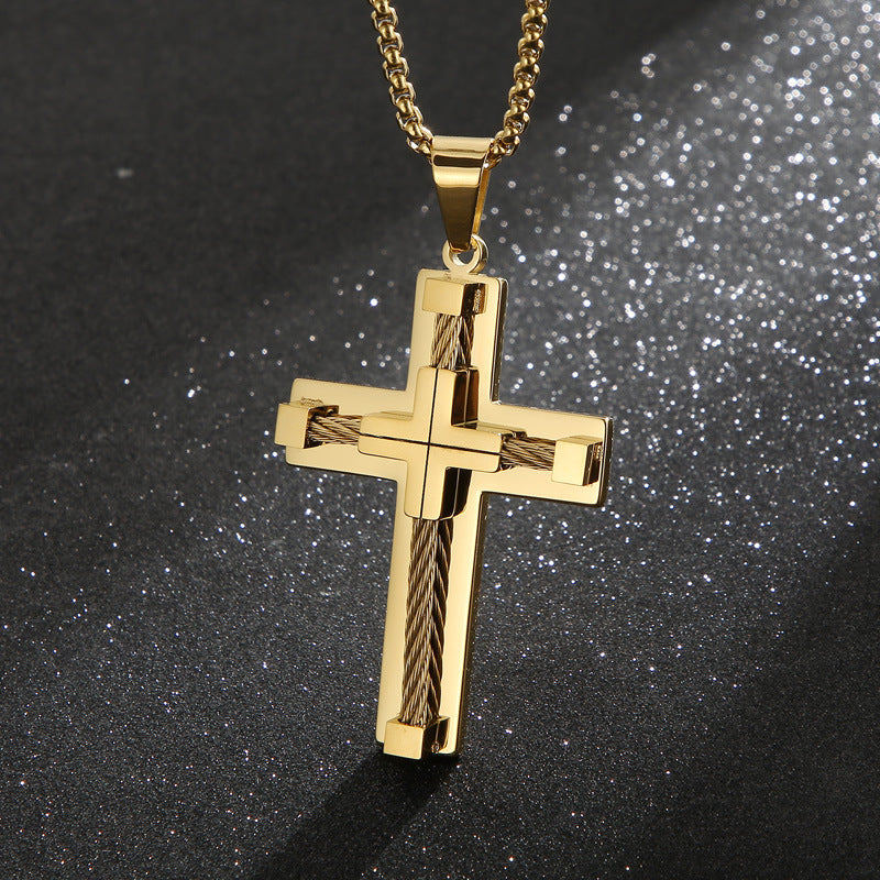 Minimalist Cross Rope Men's Pendant