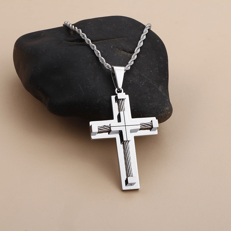 Minimalist Cross Rope Men's Pendant